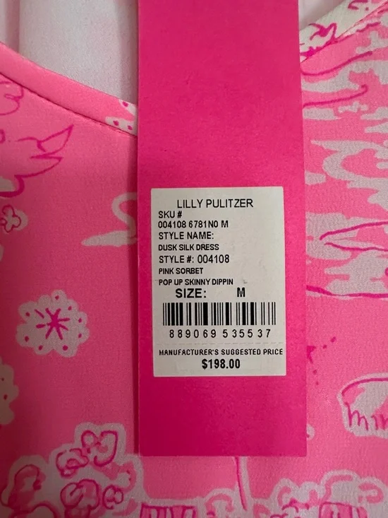 NWT Lilly Pulitzer Pink Sorbet Printed Silk Dress - Picture 2 of 3